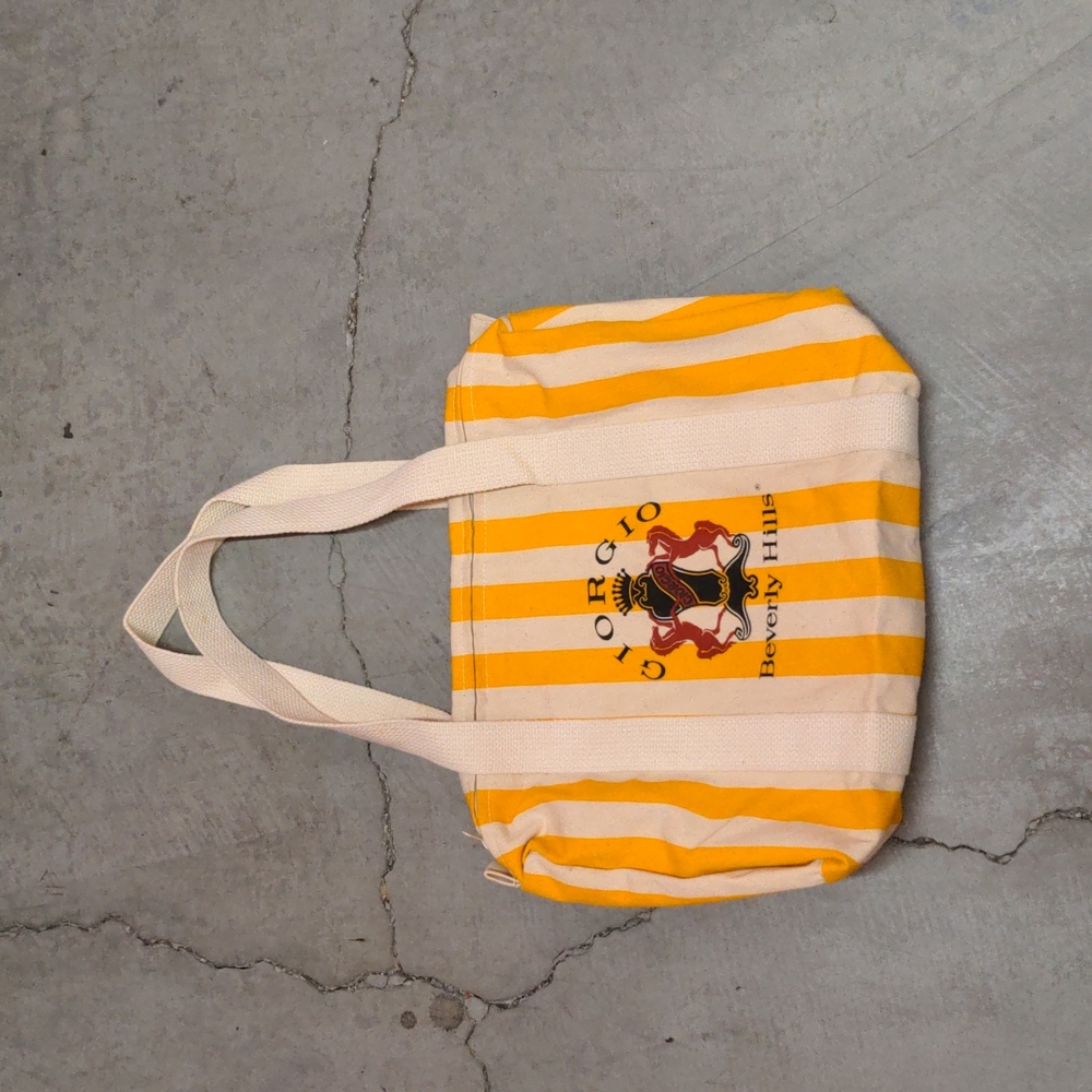 Vintage Giorgio Beverly Hills striped tote bag with zipper - Picture 1 of 5